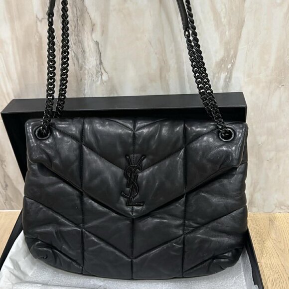 Yves Saint Laurent YSL Medium Black Quilted Puffer Leather Chain Bag Loulou - Picture 4 of 7